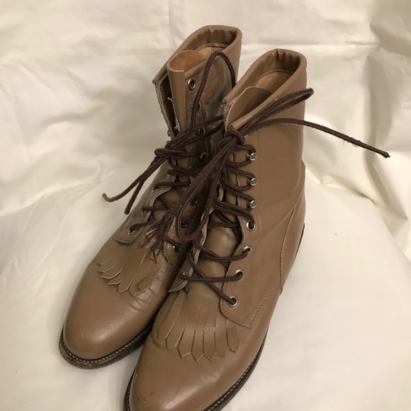 Justin Boots Shoes - Justin Roper Lace Up Equestrian Tan Vintage Boots